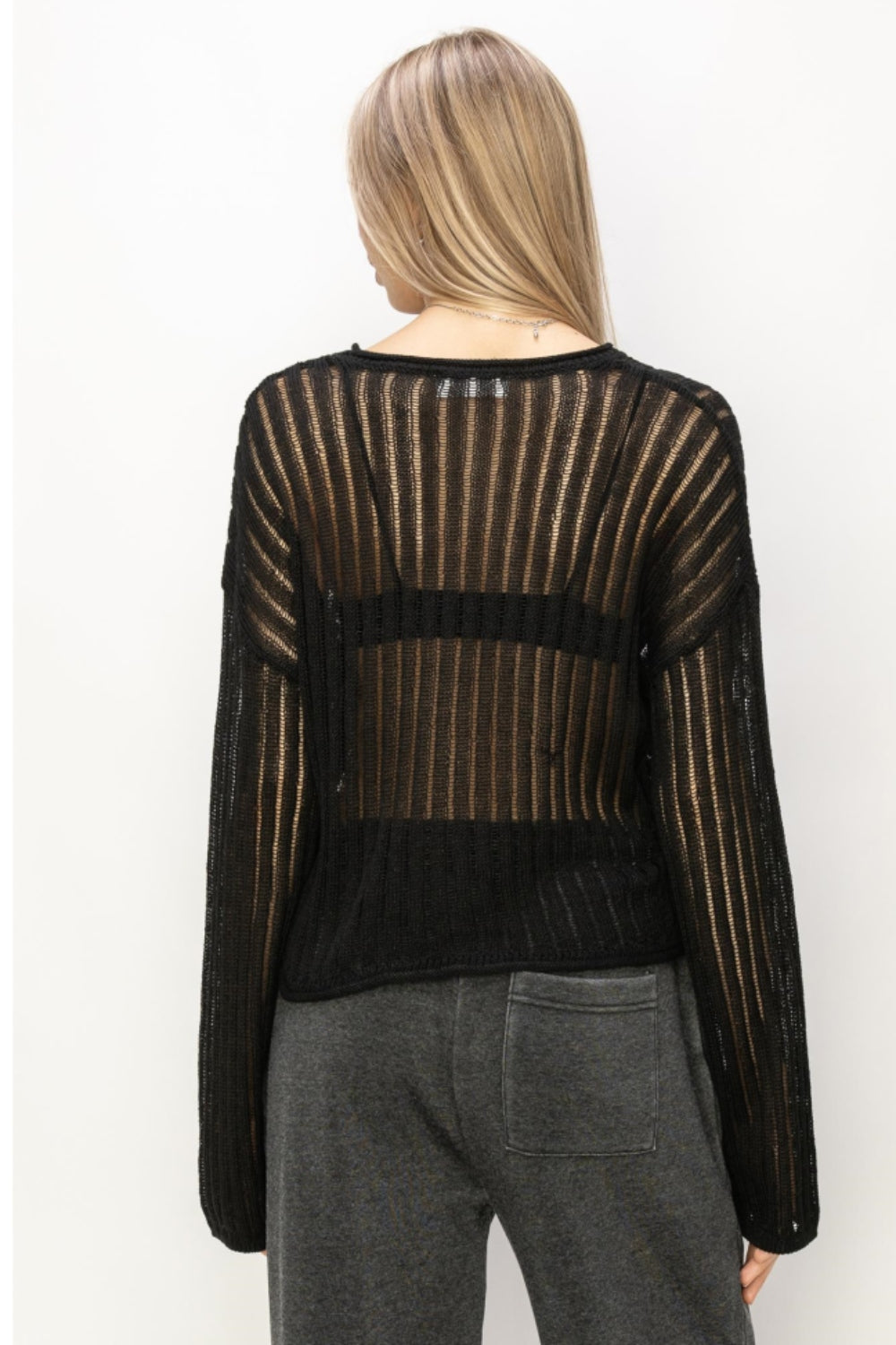 Ribbed Long Sleeve Knit Top