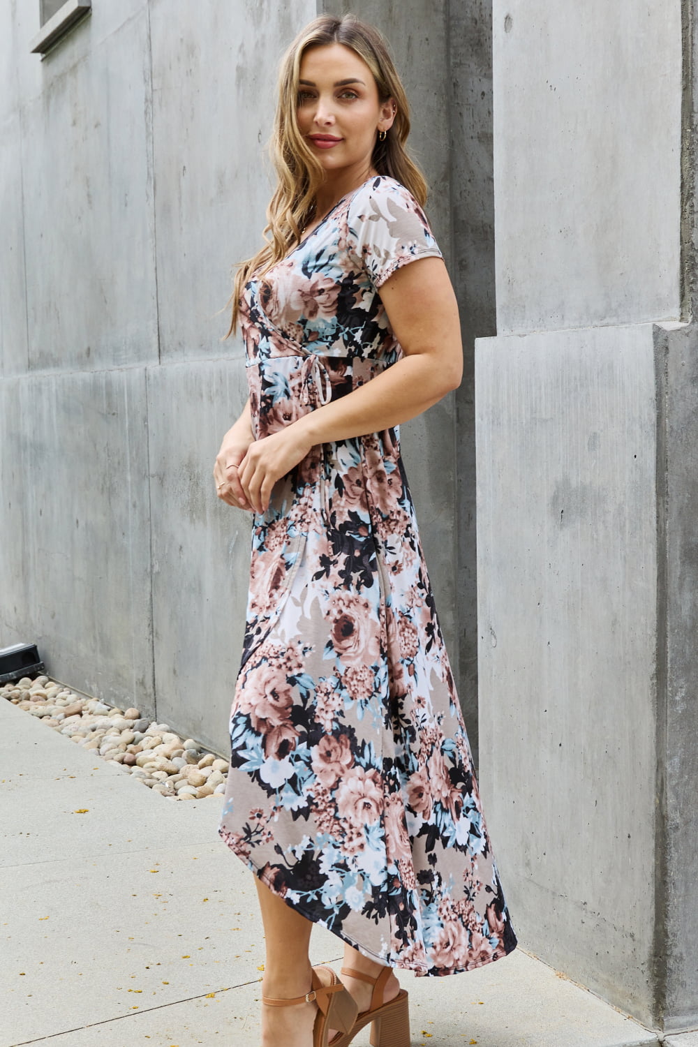 Full Size Floral Maxi Wrap Dress