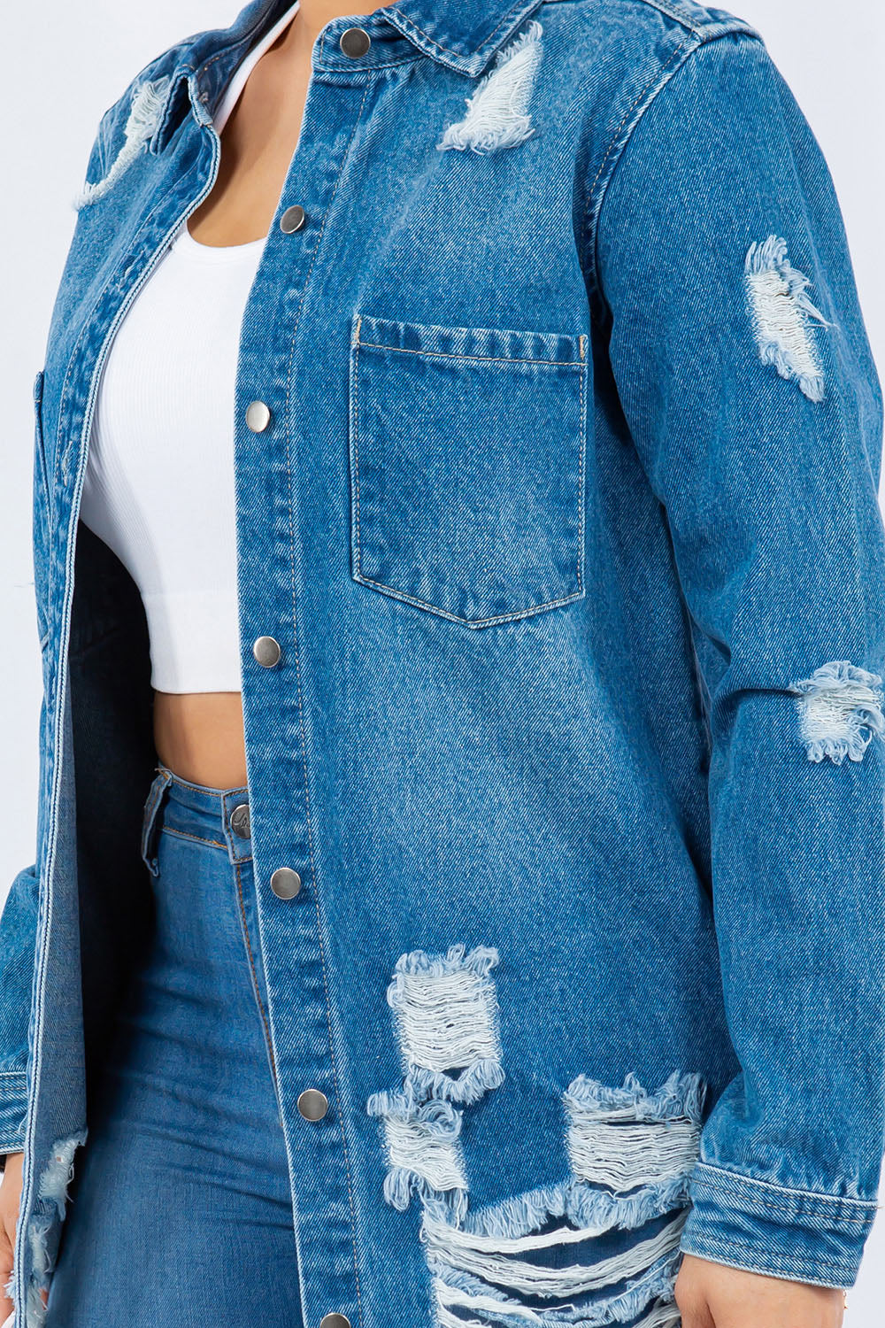 Button Up Long Sleeve Denim Jacket