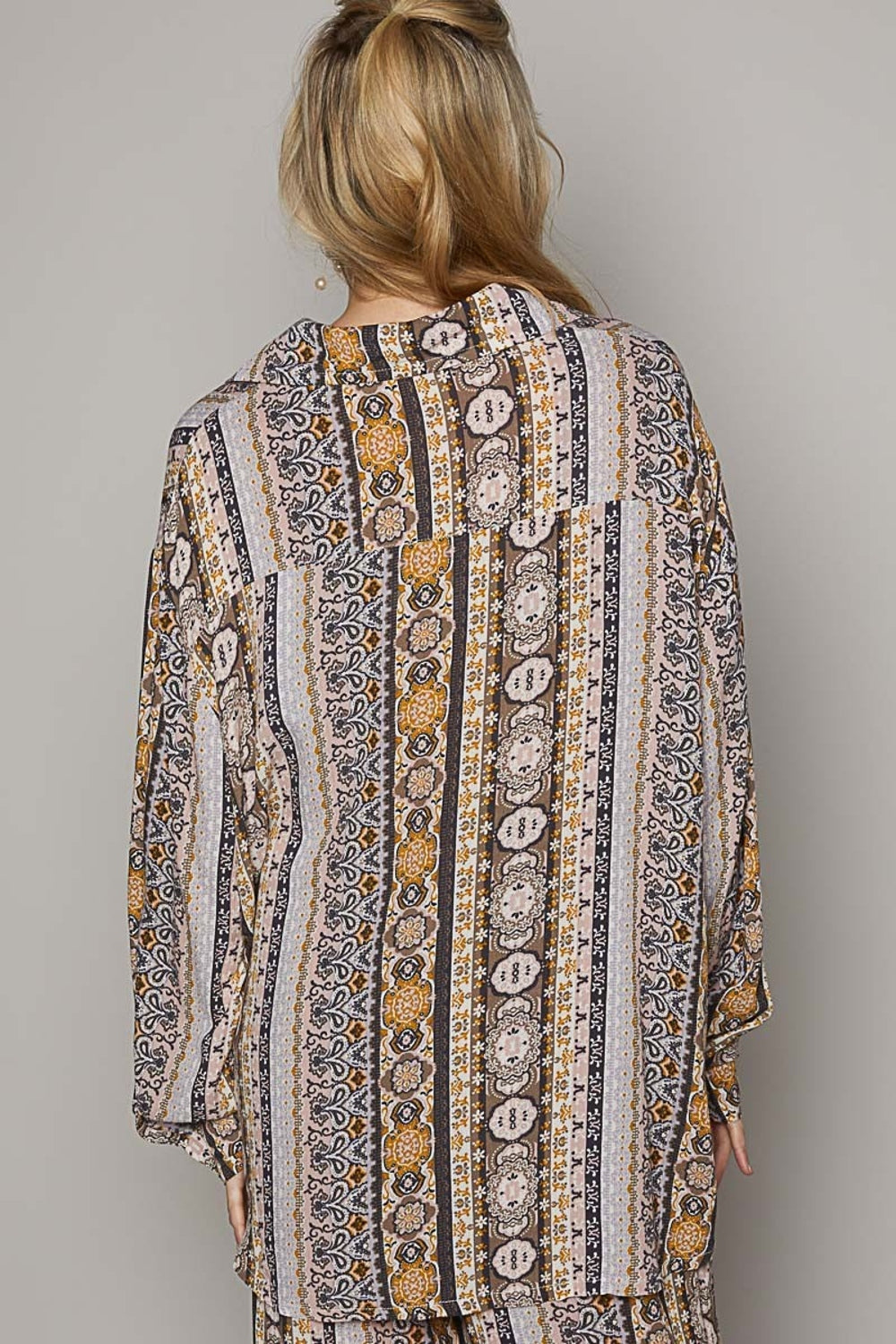 Long Sleeve Button Down Printed Shirt