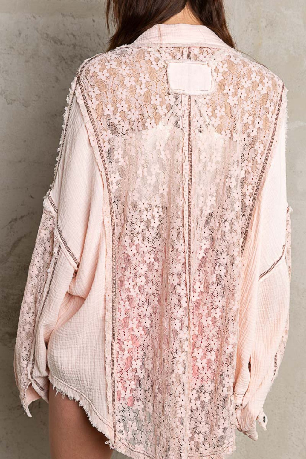 Oversize Lace Button-Down Shirt