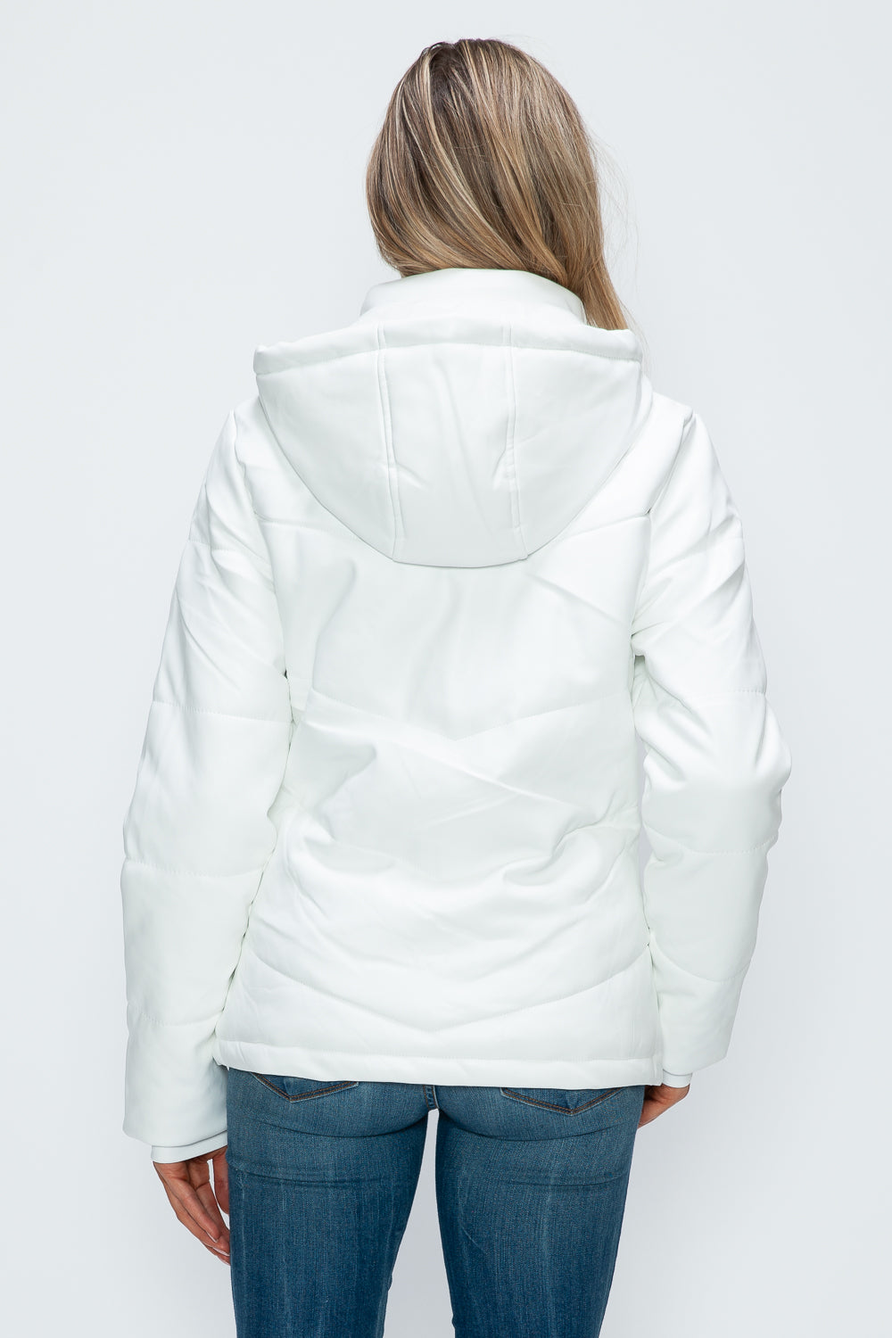 Pocketed Zip Up Puffer Jacket with Removable Hood