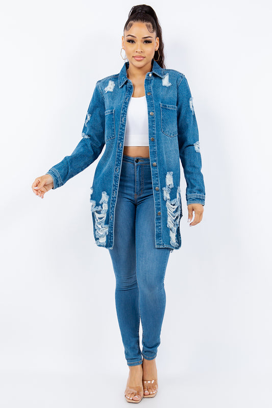 Button Up Long Sleeve Denim Jacket