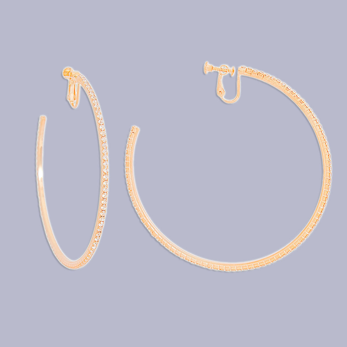 Clip On Medium Gold Pave C Hoops for Women