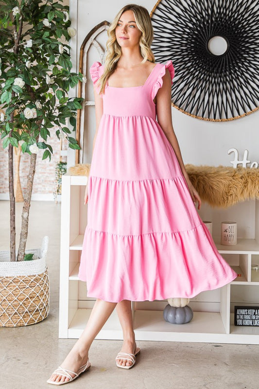 Ruffled Sleeveless Tiered Midi Dress