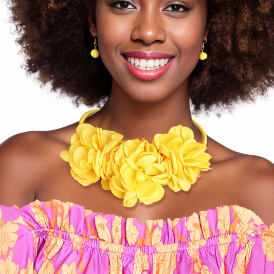 Yellow Triple Fabric Flower Set