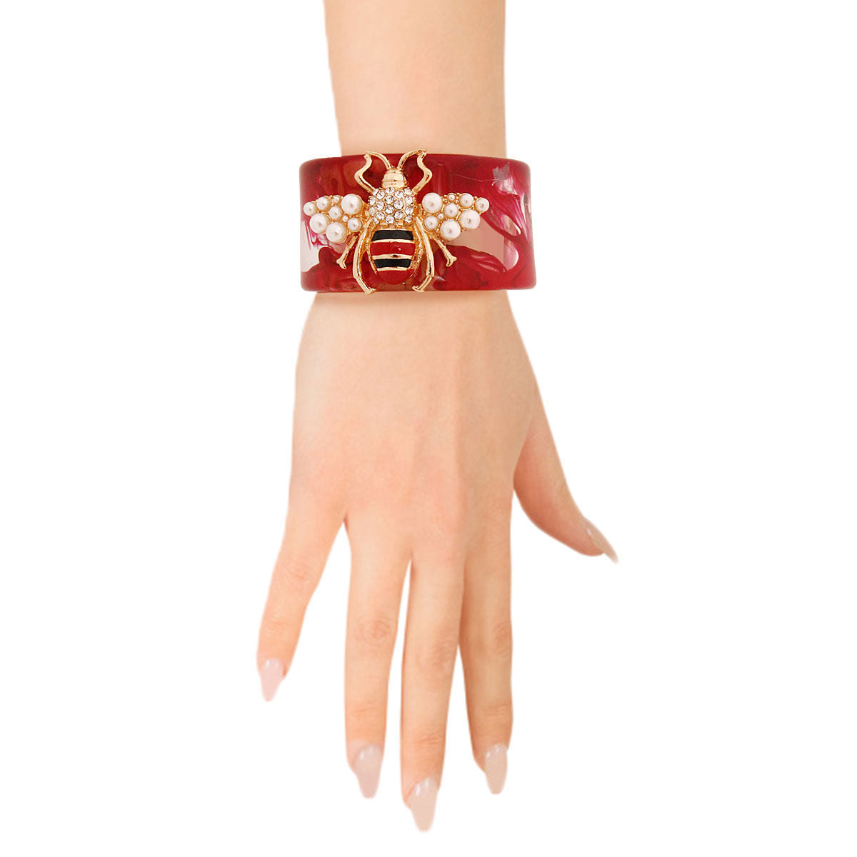 Swirling Elegance: Red Bee Cuff