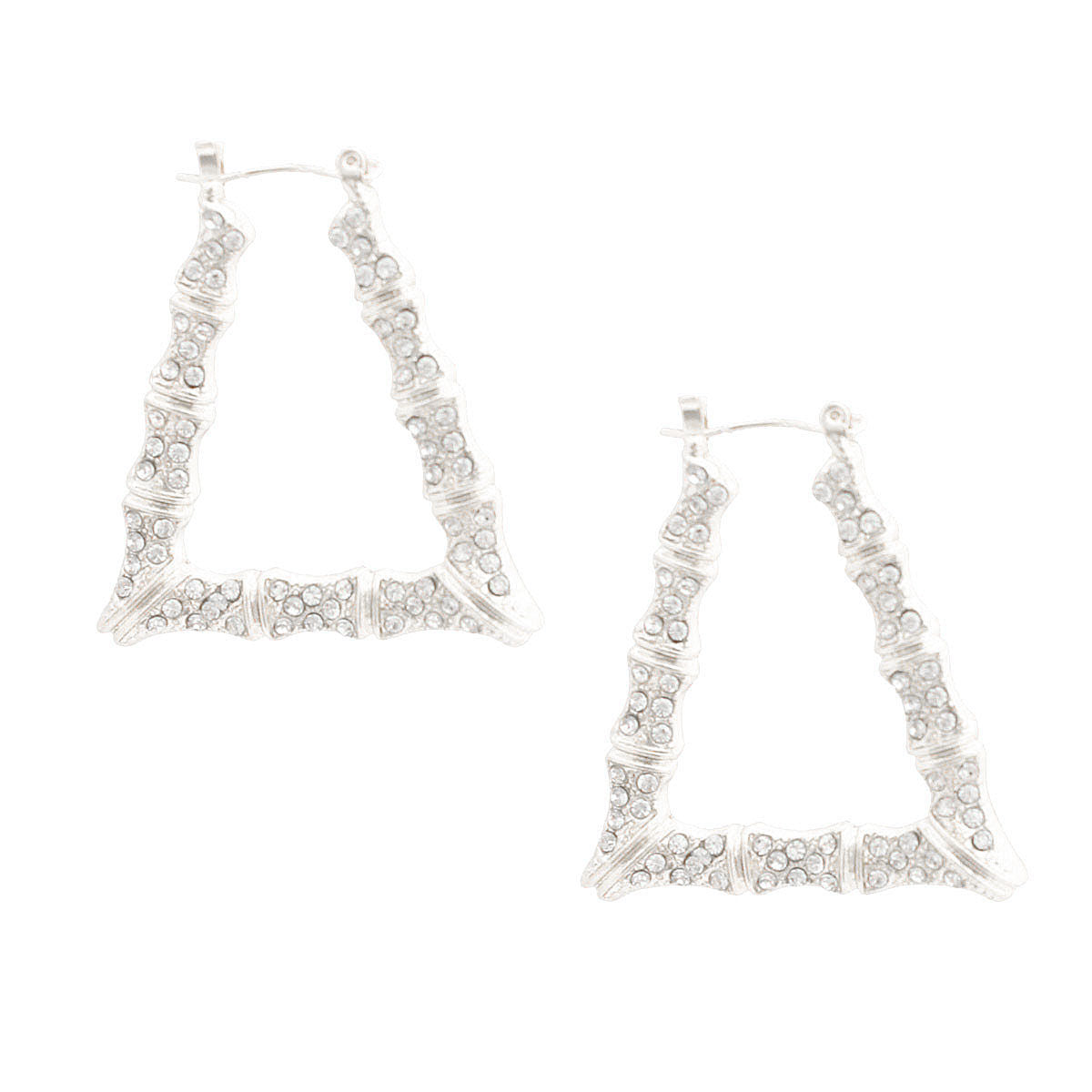 Silver Bling Trapezoid Bamboo Hoops