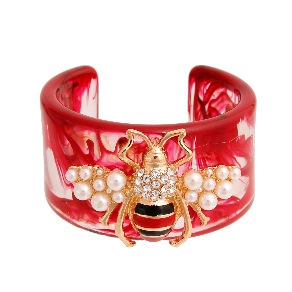 Swirling Elegance: Red Bee Cuff