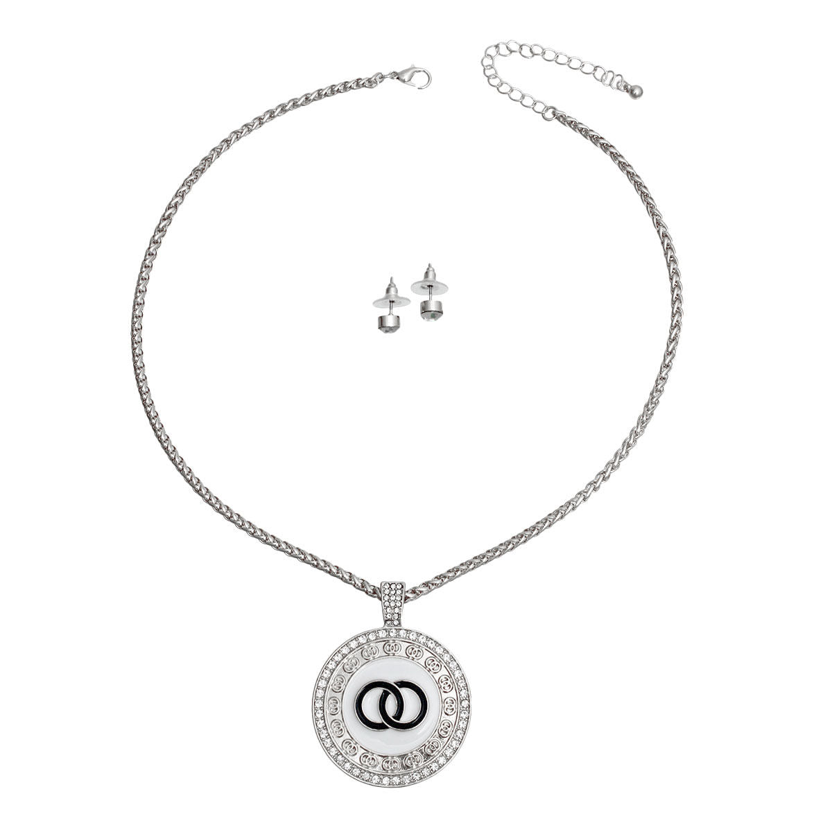 Silver and White Infinity Pendant Necklace