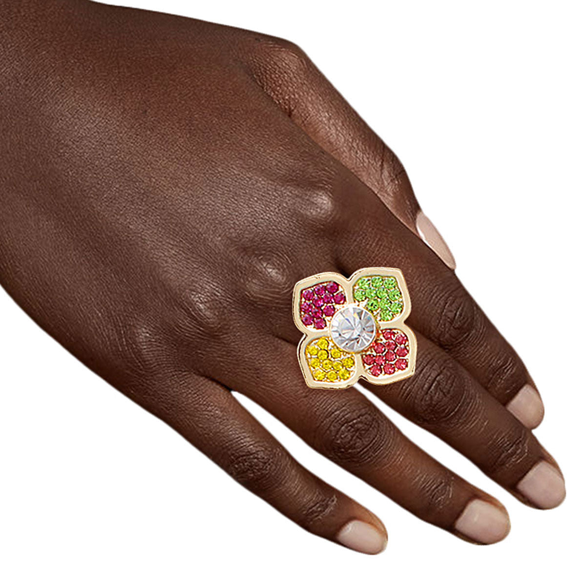 Rainbow Elegance: Flower Ring