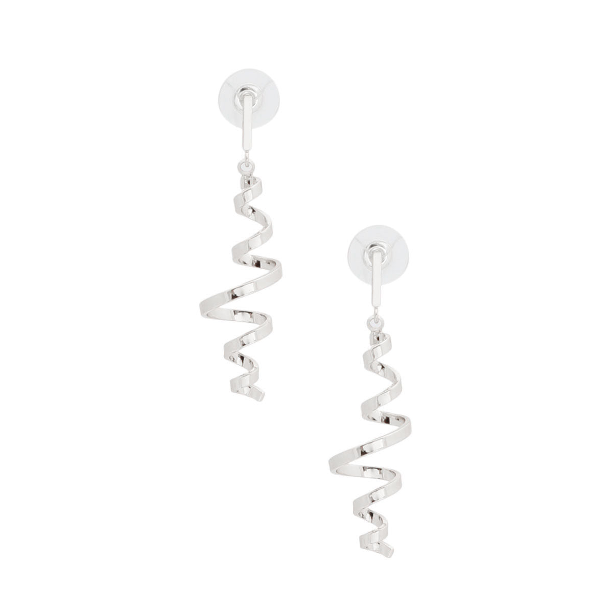 Silver Metal Spiral Curl Earrings