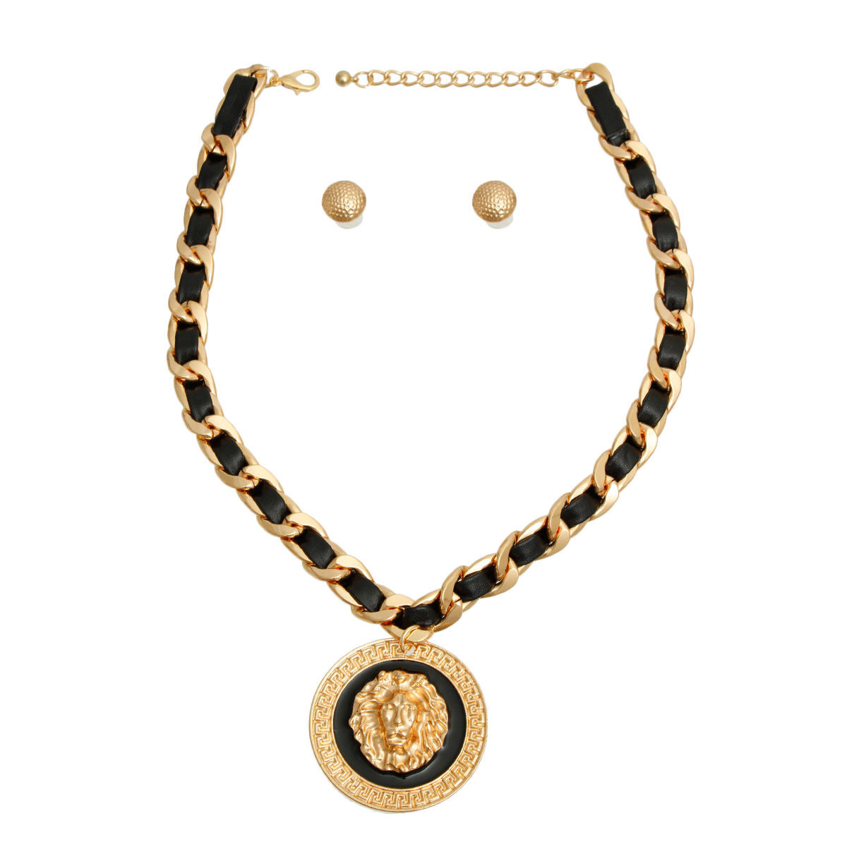 Gold and Black Woven Lion Necklace