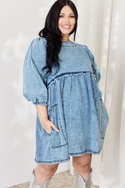 Full Size Oversized Denim Babydoll Dress