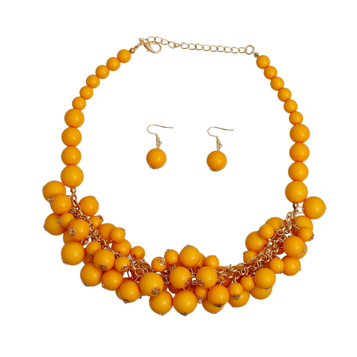 Mustard Ball Bead Cluster Collar Set