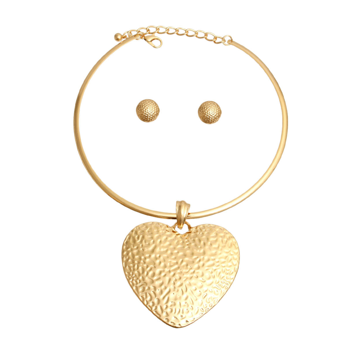 Gold Hammered Metal Heart Choker