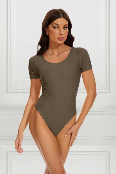 Full Size Round Neck Short Sleeve Bodysuit