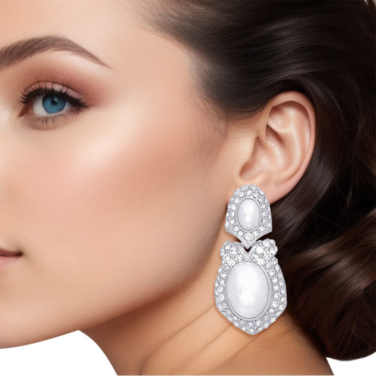 Clip On Silver Elegant Medium Earrings for Women