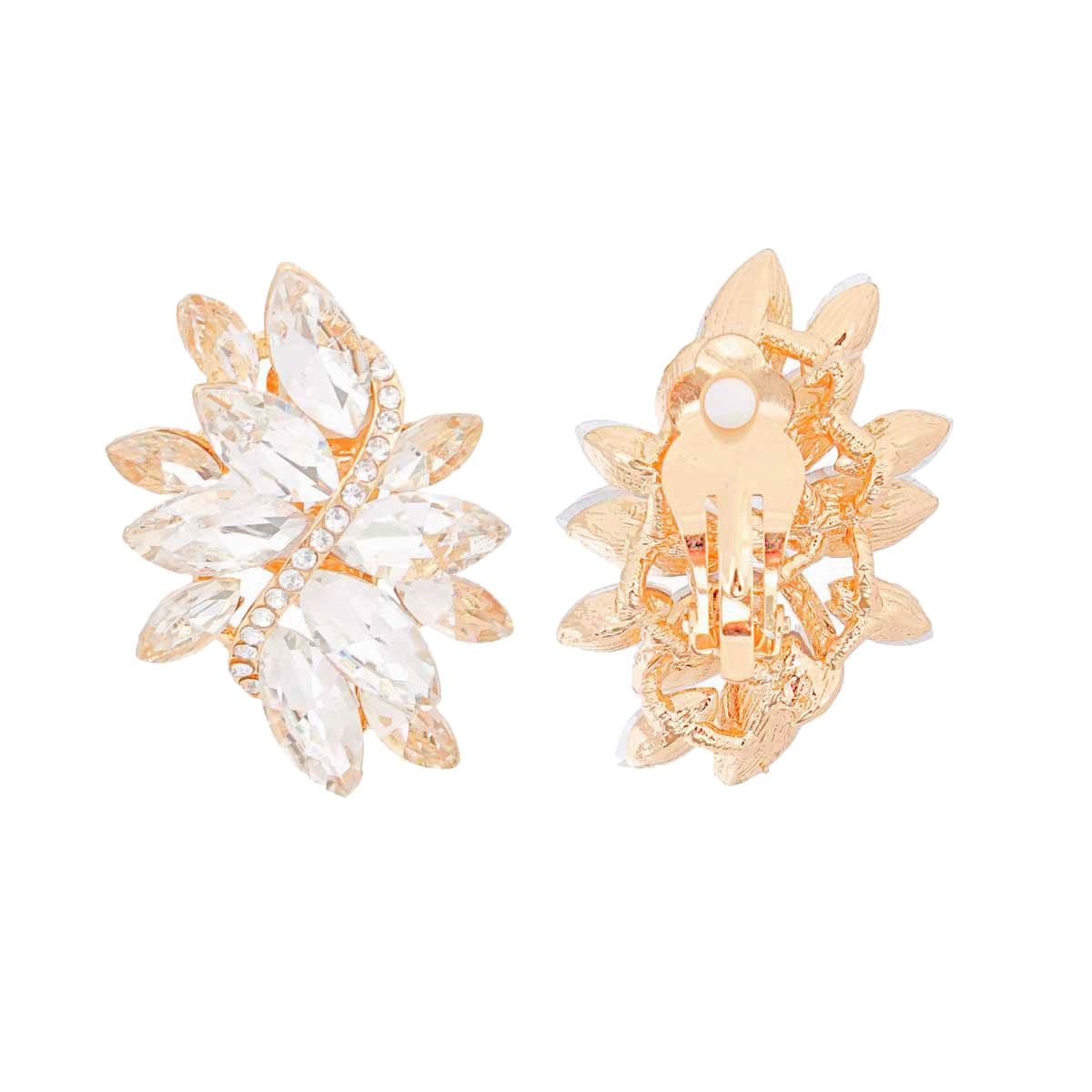 Clip On Gold Marquise Medium Earrings for Women