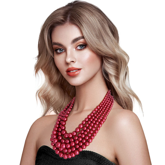 Crimson Pearl Ensemble Necklace Set