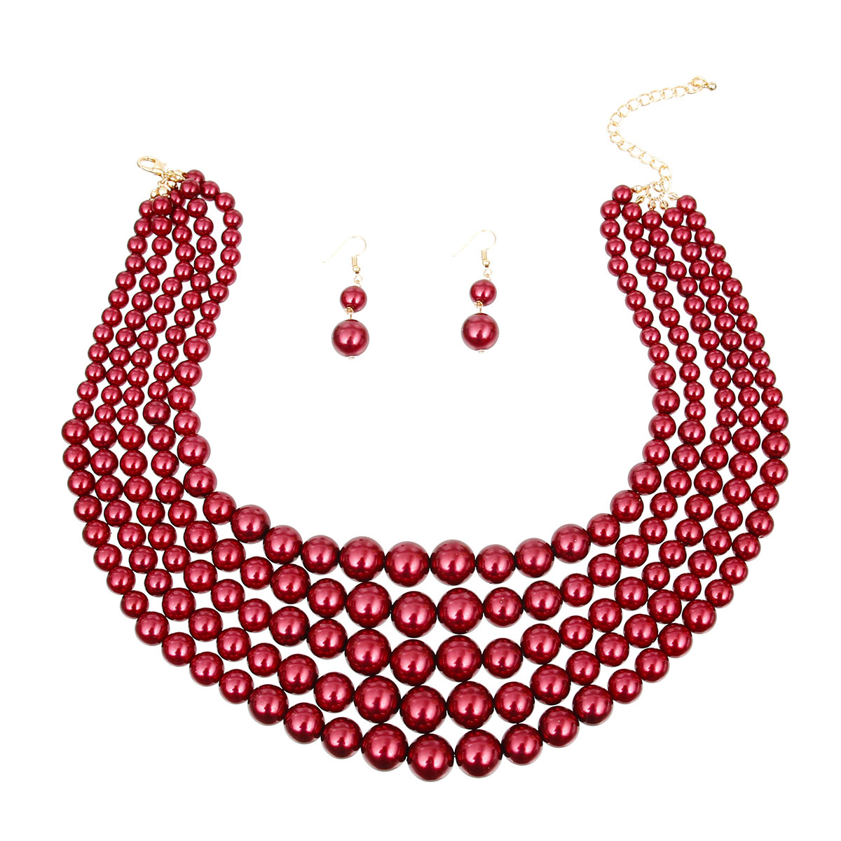 Crimson Pearl Ensemble Necklace Set