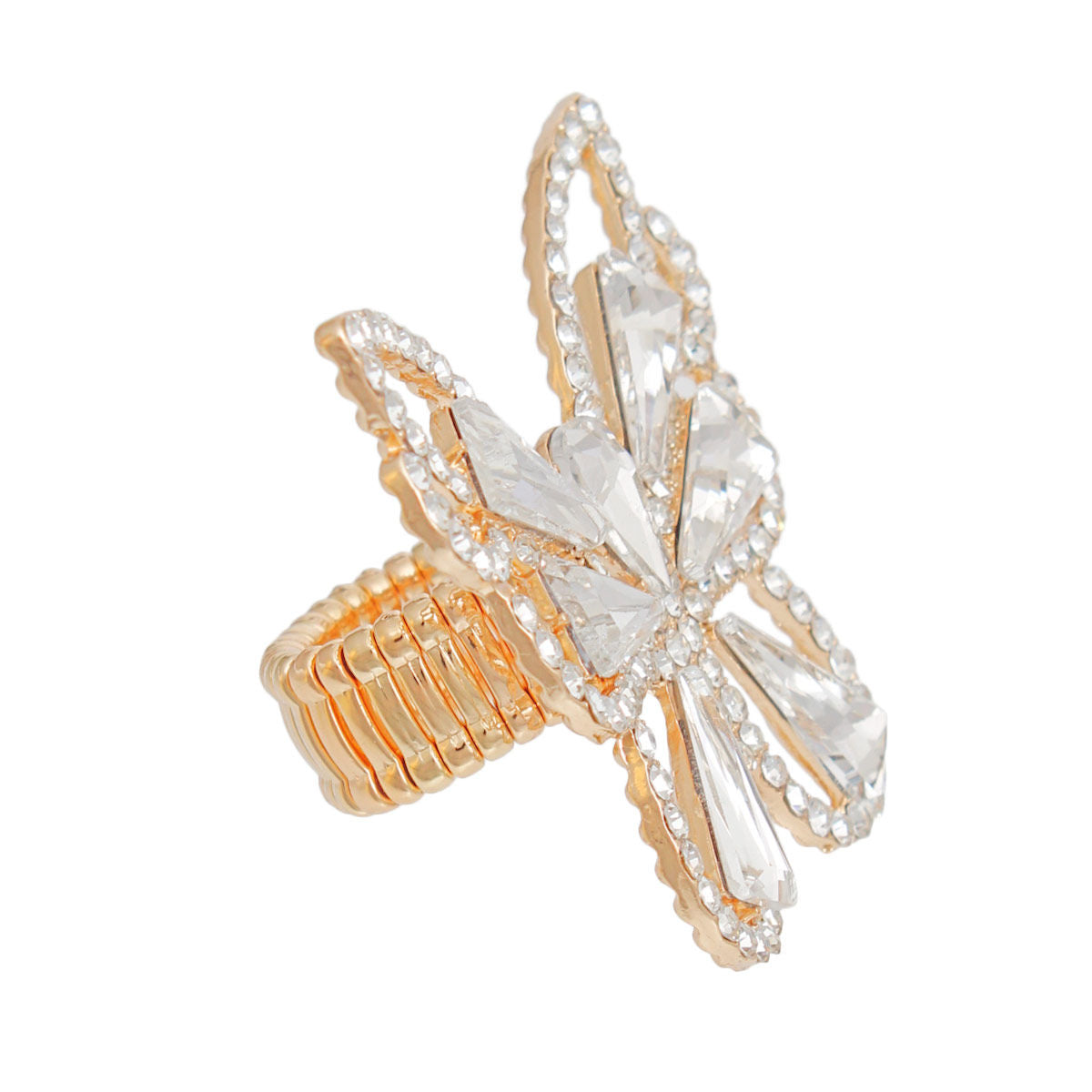 Ring Gold Butterfly Crystal Stretch for Women