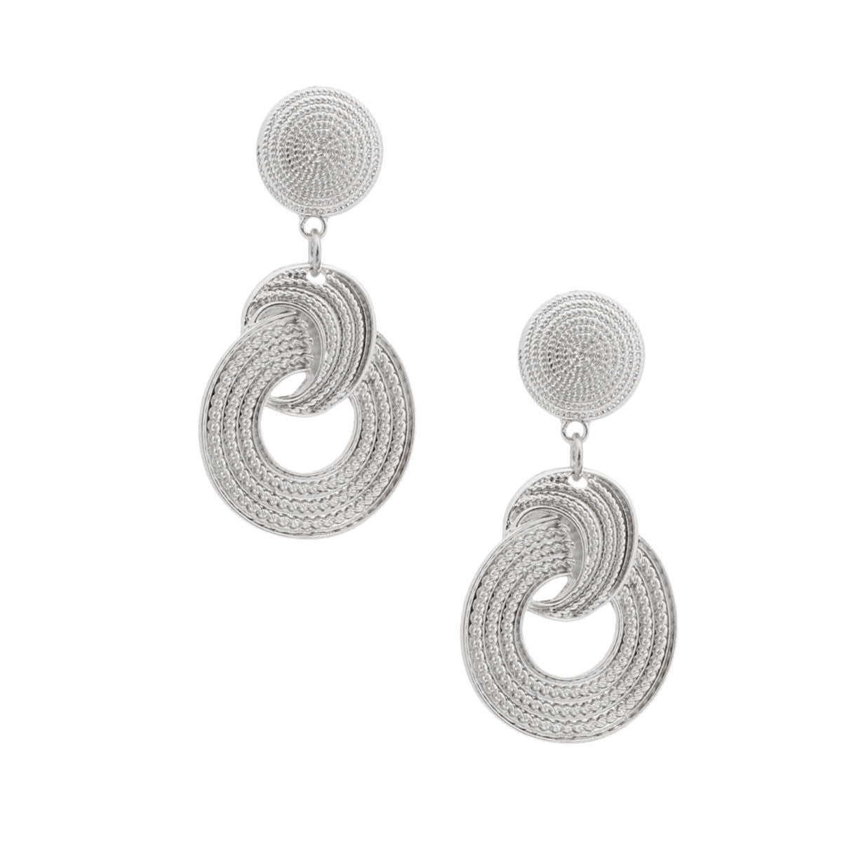 Silver Patterned Circle Earrings