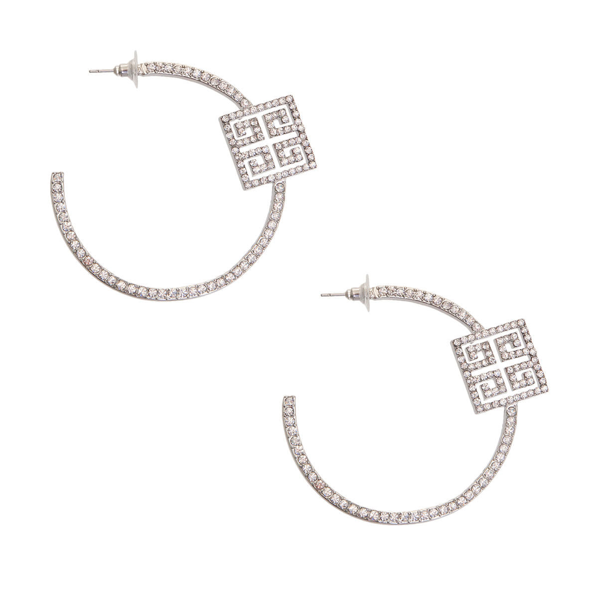 Shimmering Elegance: Silver Rhinestone Hoops