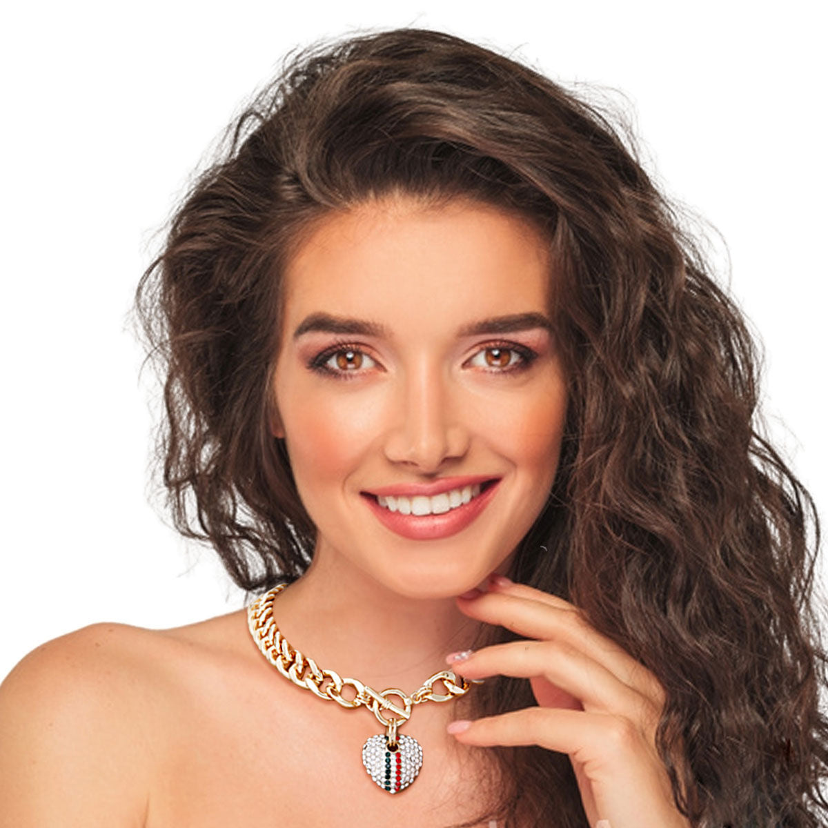 Striped Heart Toggle Necklace