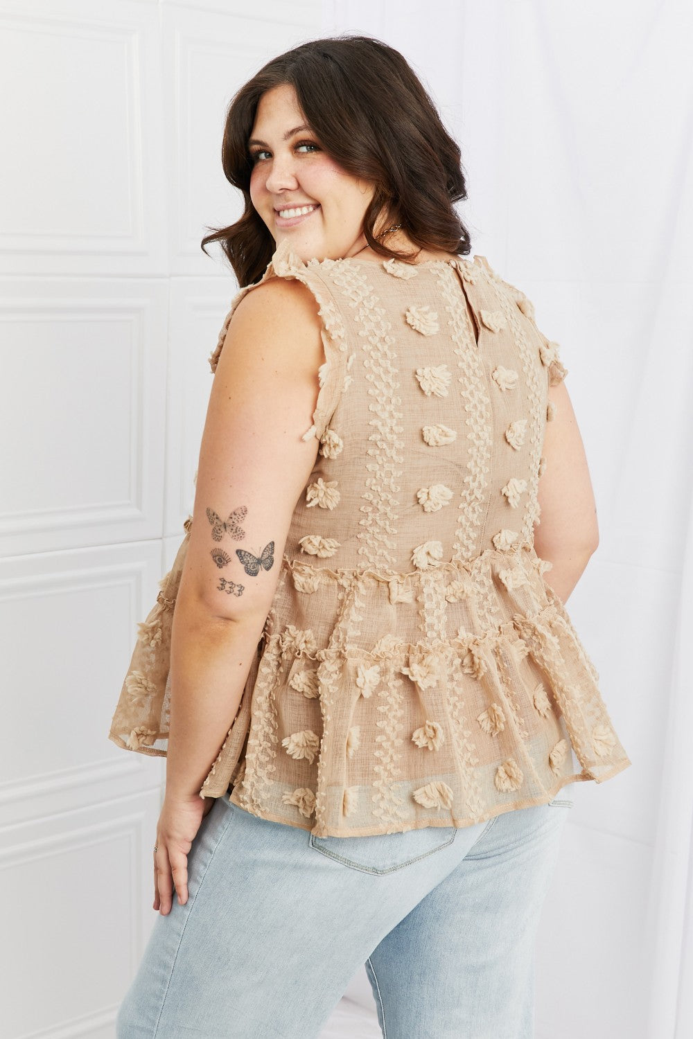 Full Size Ruffle Sleeve Top