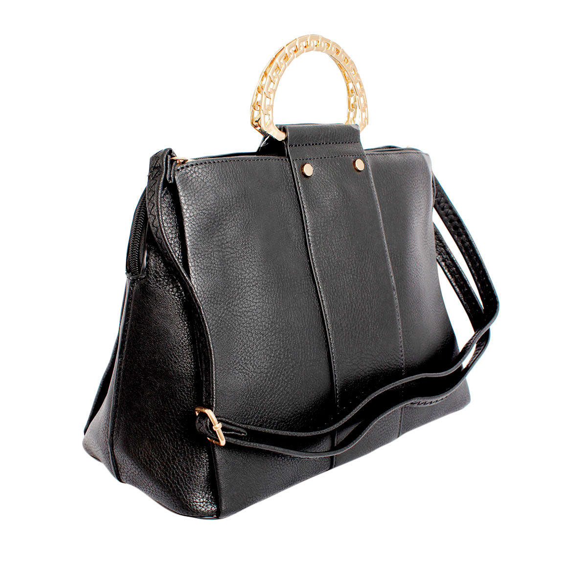 Purse Black Rigid Top Handle Handbag for Women