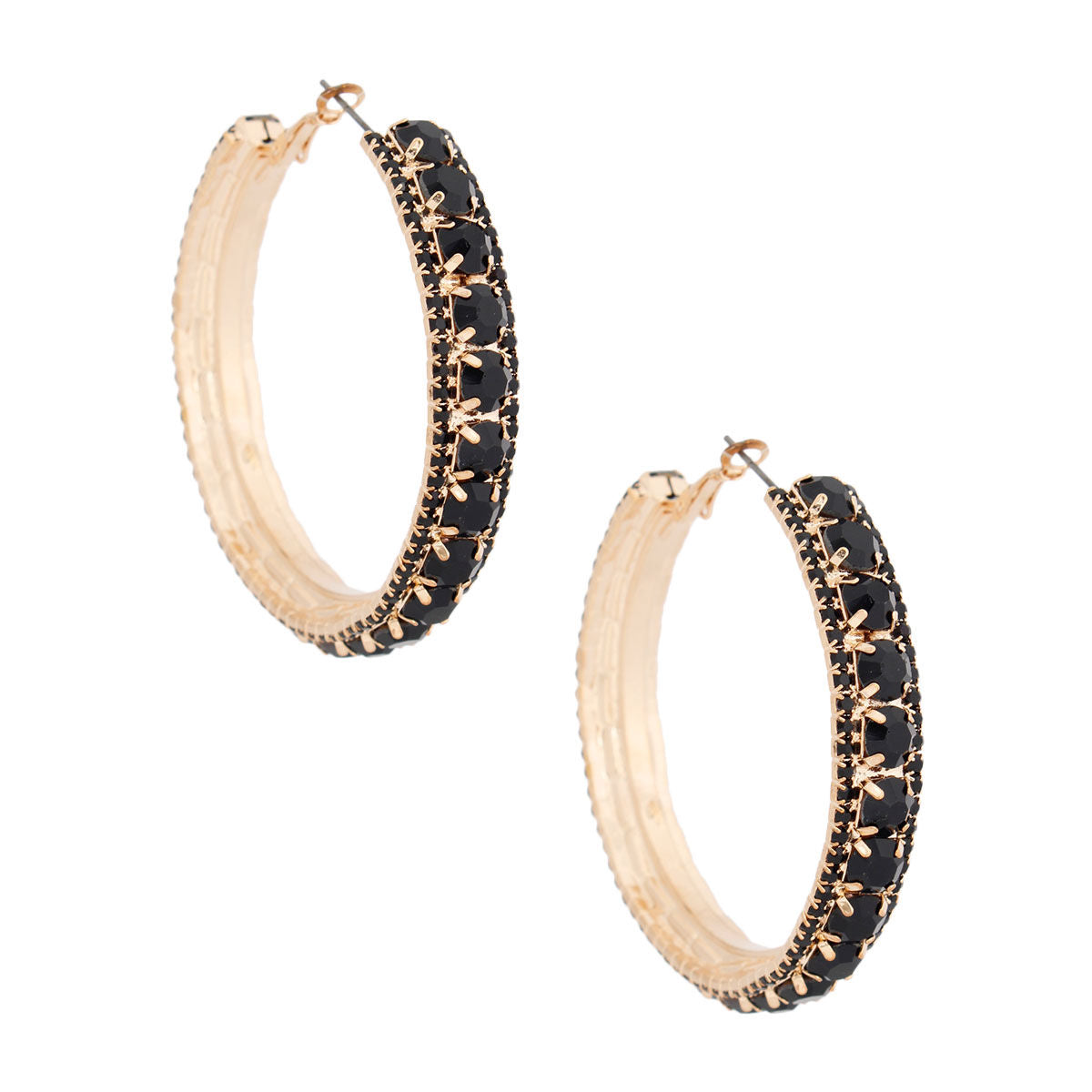 Gold Black Stone Claw Set Hoops