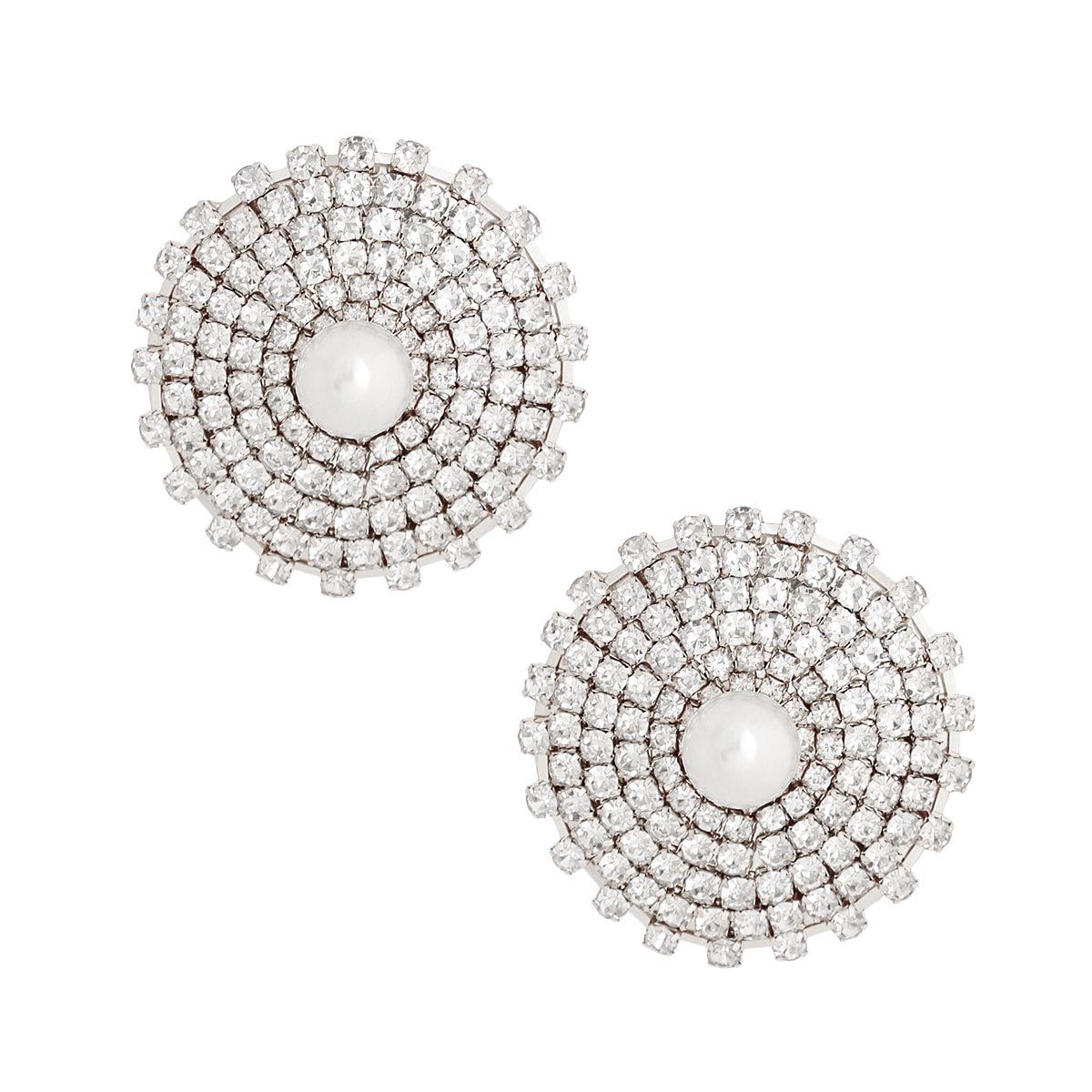 Silver Stone Pearl Studs