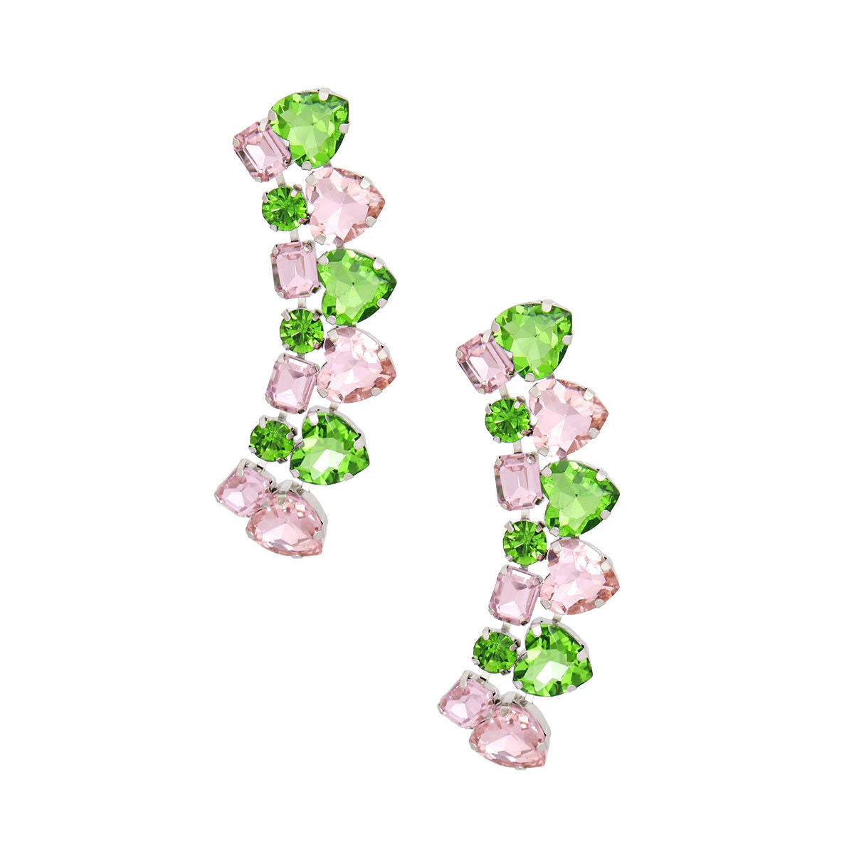 Dangle Pink Green Heart Crystal Earrings for Women