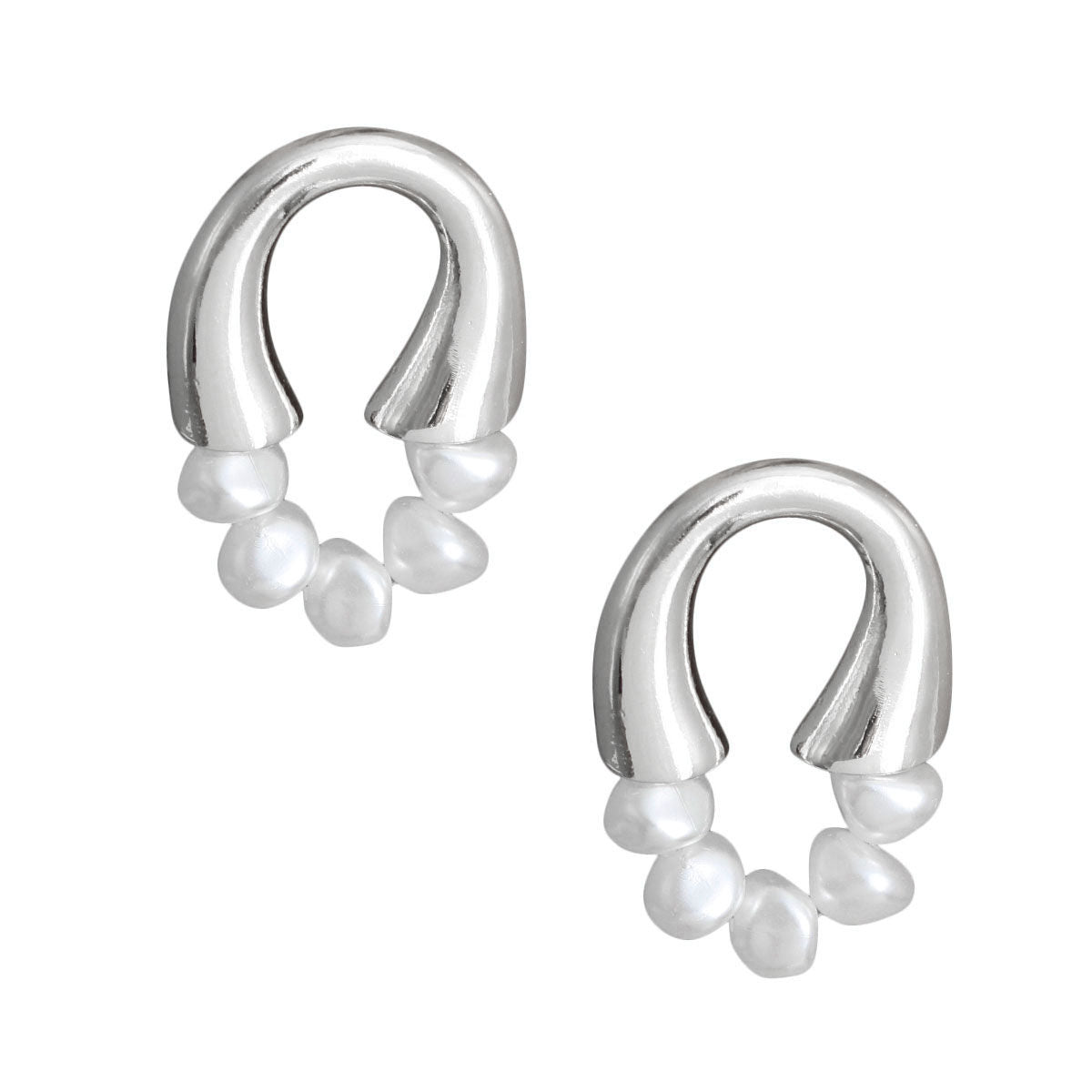 Silver Arch Pearl Studs