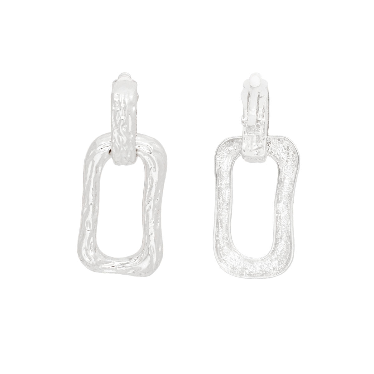 Clip Ons Silver Medium Link Earrings for Women