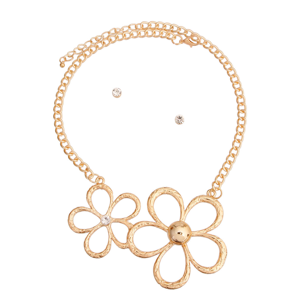 Gold Metal Flower Collar Set