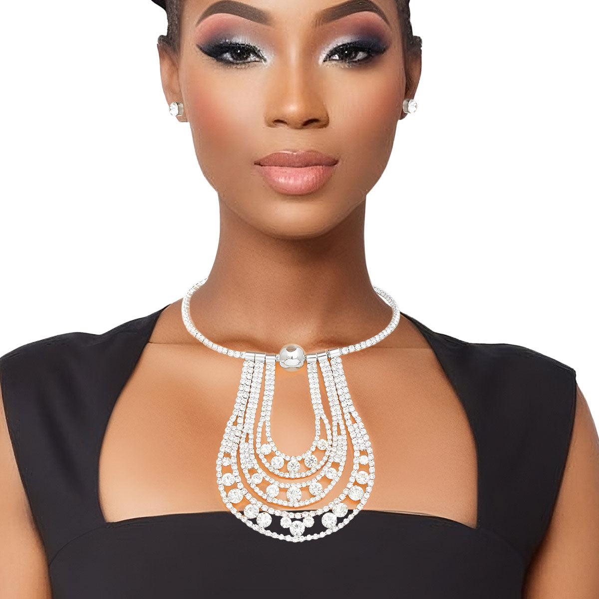 Luxury Silver Pave Choker Set