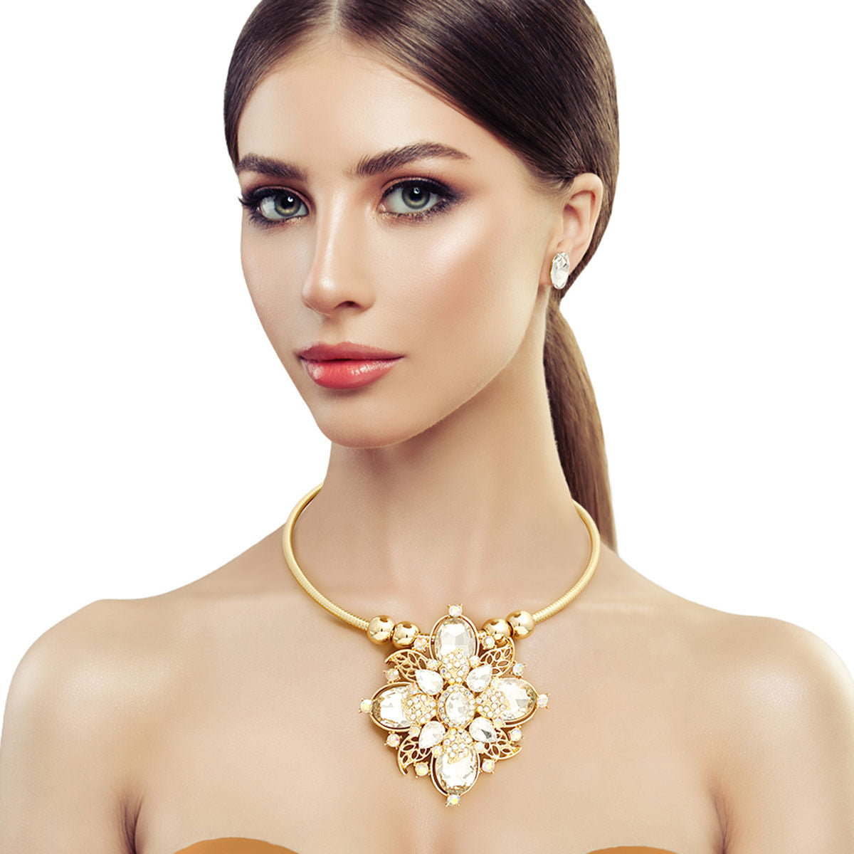 Gold Filigree Crystal Flower Set