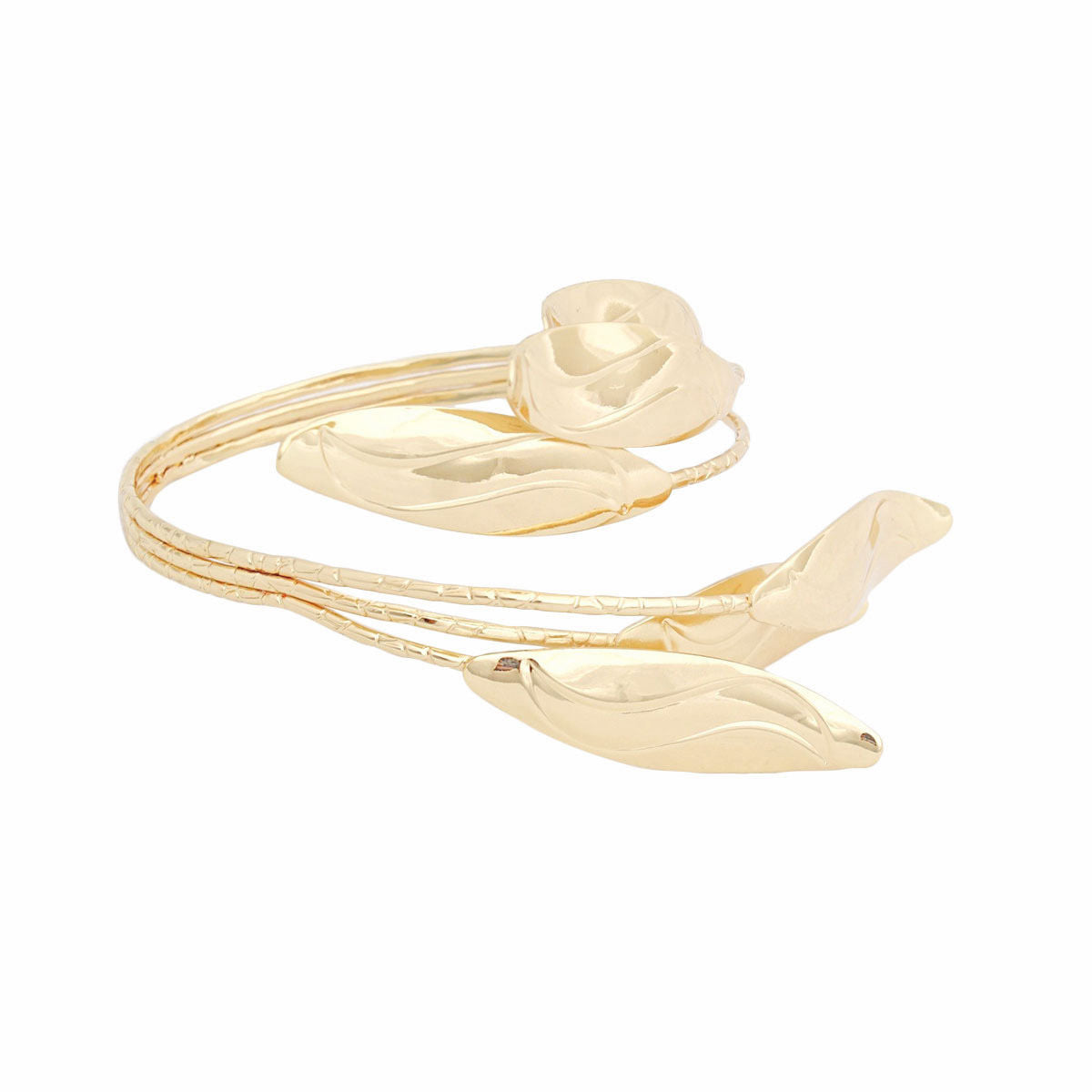 Cuff Gold Nature-Inspired Leaf Bracelet for Women