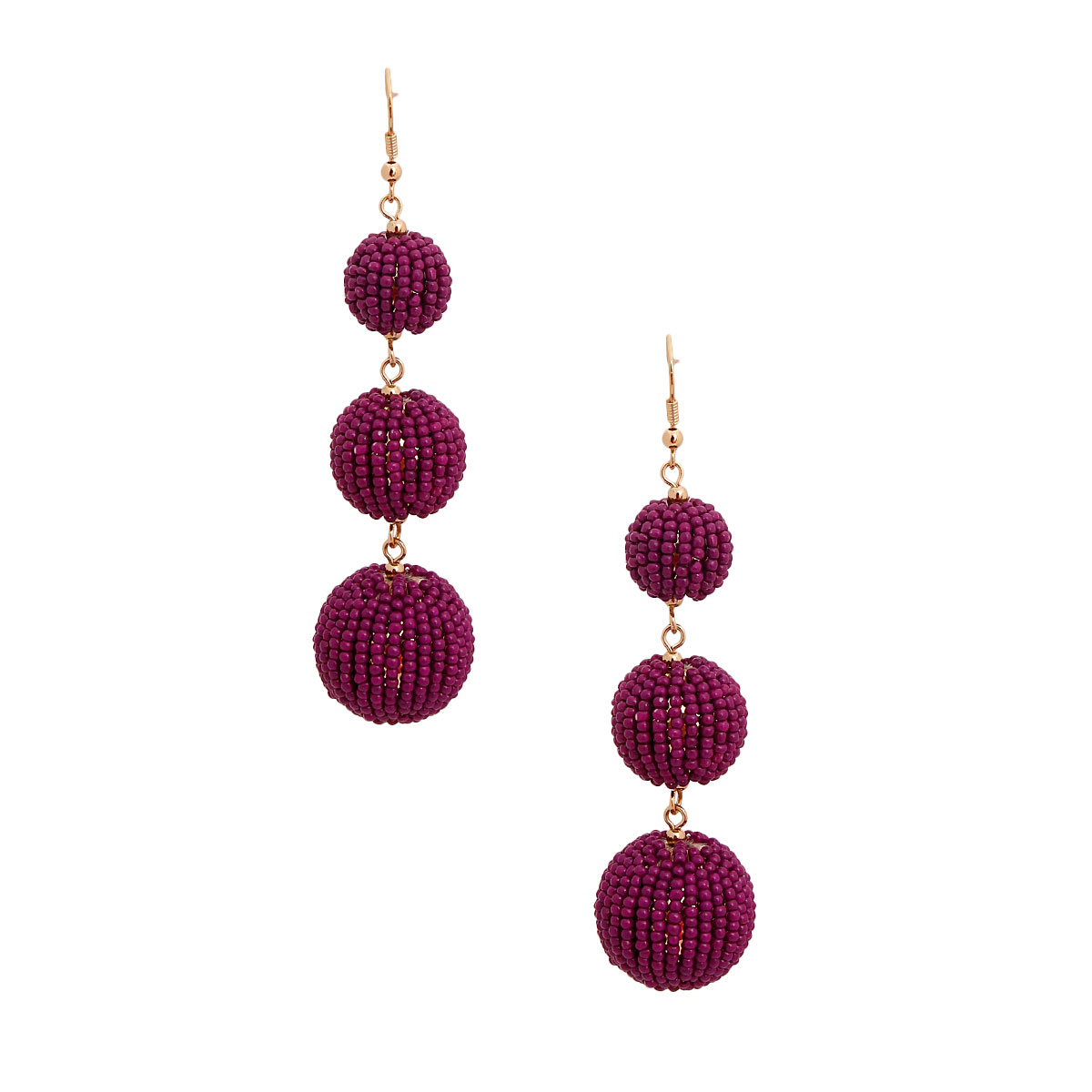 Purple Trio Seed Bead Ball Earrings