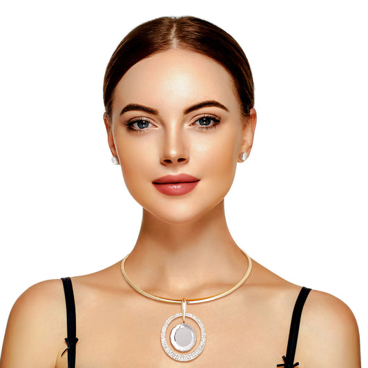 Gold Rigid Hook Round Crystal Choker