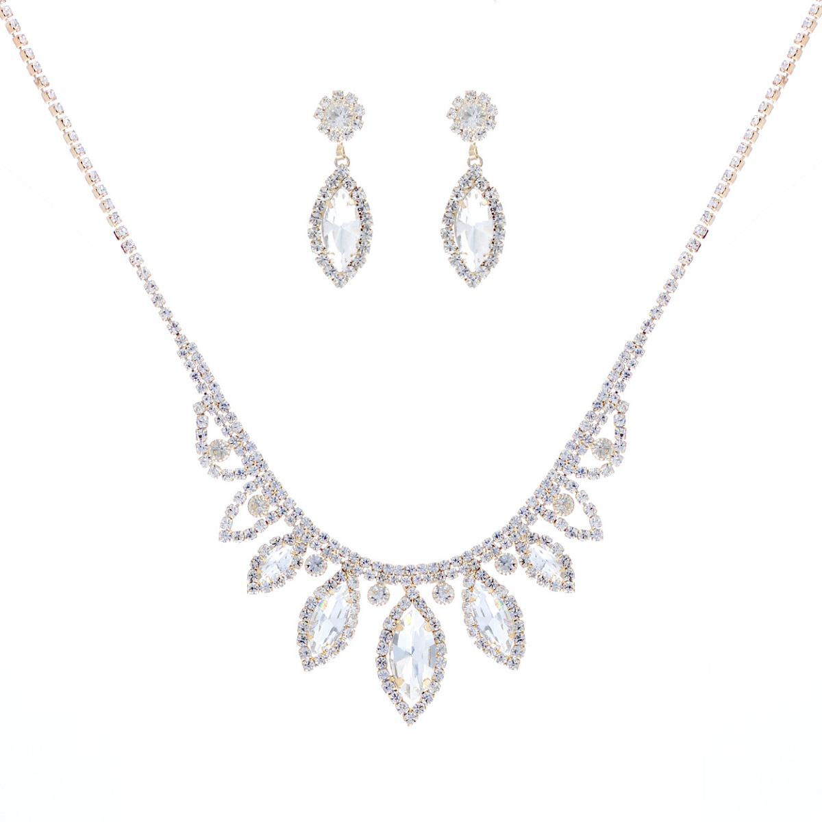 Gold Marquise Crystal Silver Set