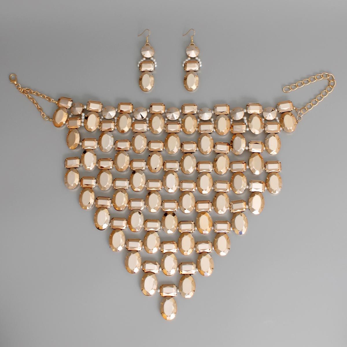 Opulent Jeweled Gold Pointed Bib Set