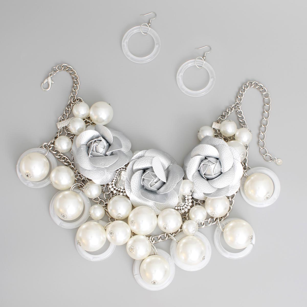 Radiant Silver Rose Pearl Ensemble