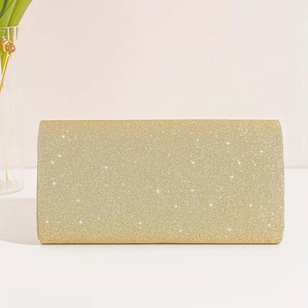 Clutch Gold Sparkle Flap Clutch for Women